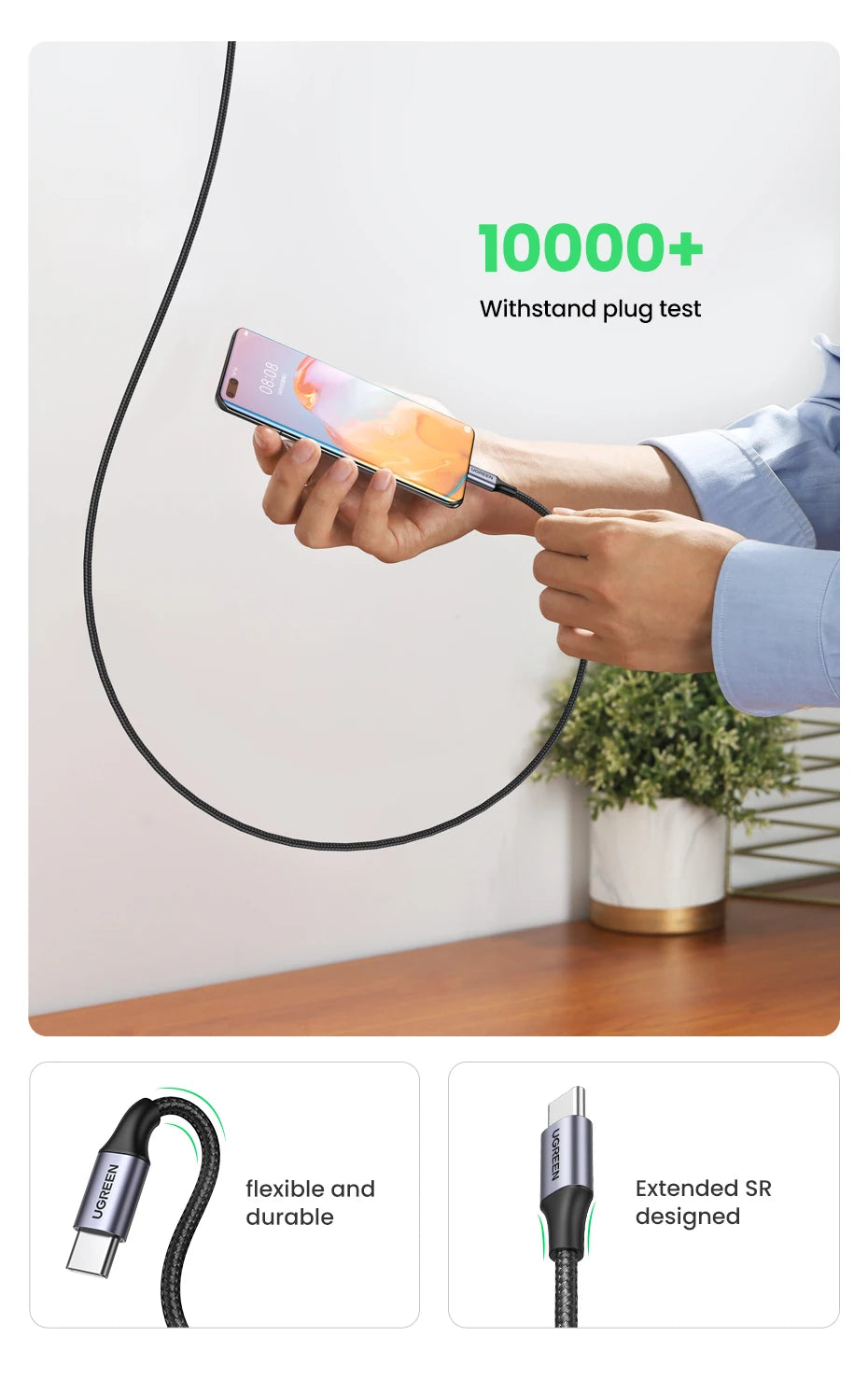 100W USB-C Cable – UGREEN Fast Charging Cord with 5A E-Marker Chip