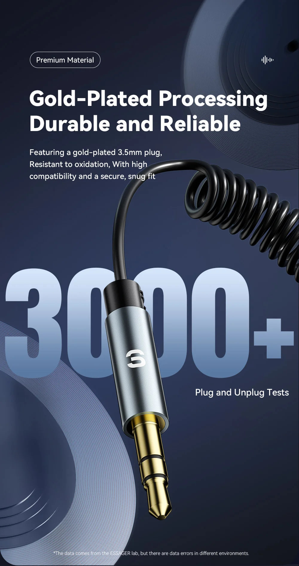 Essager Bluetooth Car Audio Cable 5.0 Transmitter Wireless Receiver Car AUX 3.5mm Jack Adapter Bluetooth Adapter Audio Cable