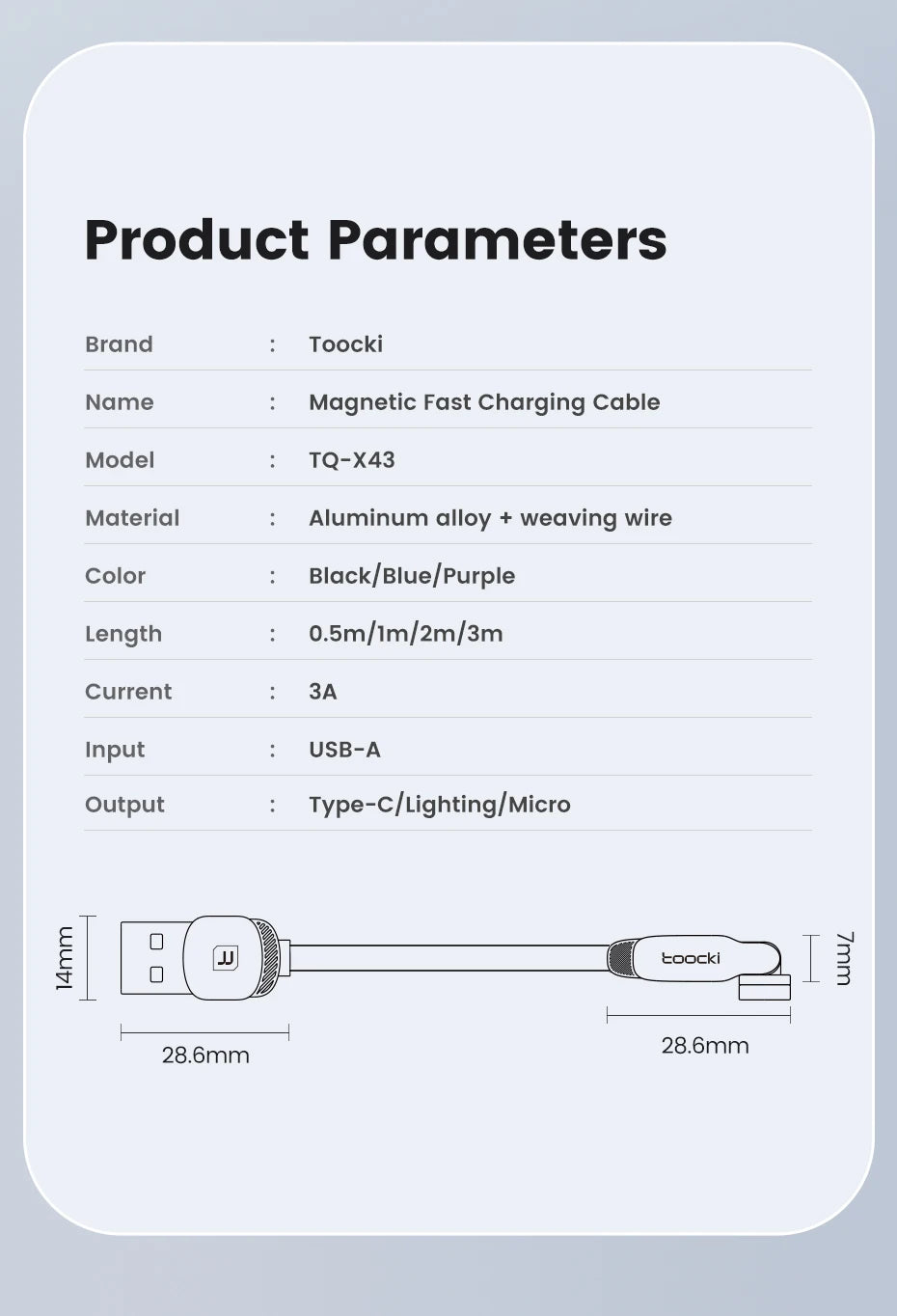 Toocki 540° Magnetic USB-C Cable – Fast Charge for iPhone & Android