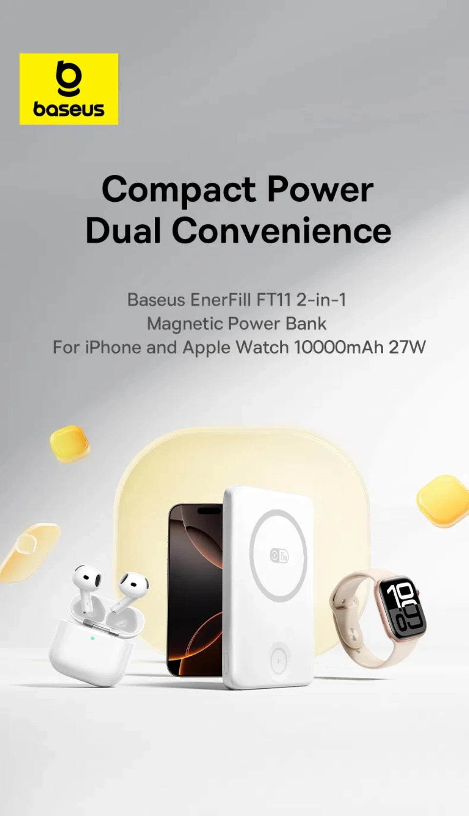 10000mAh Baseus Power Bank – Magnetic, Up to 27W