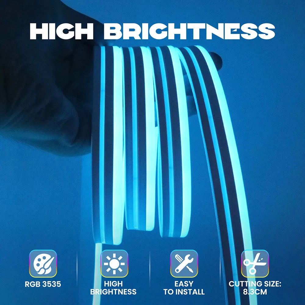 3535 RGB Neon LED Strip Lights 24V 5m 10m 20m 30m Neon Rope Light with Music Sync IP67 Waterproof Light Strip for Home Decor