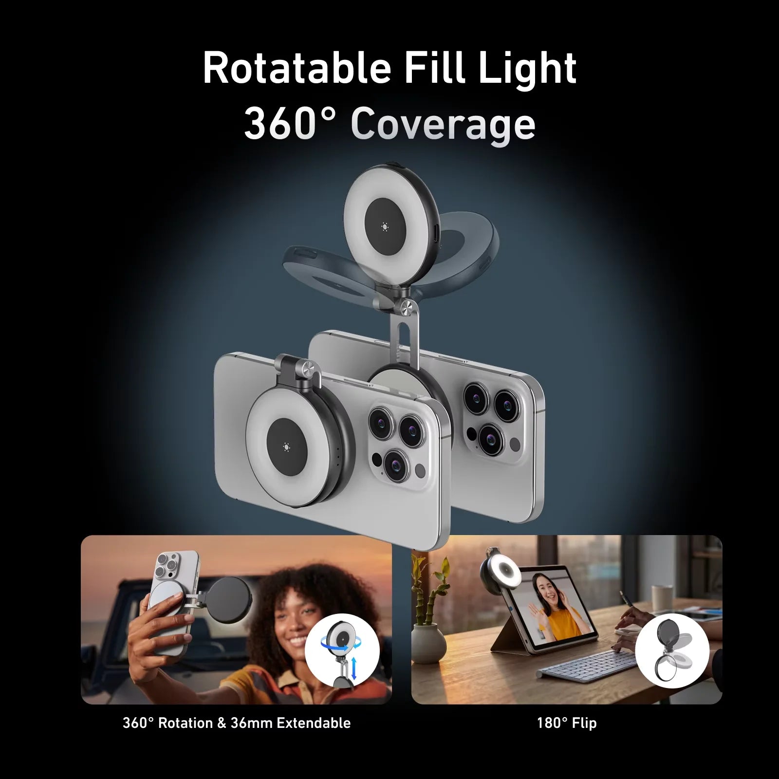 TELESIN Magnetic Camera Hand Grip – Phone Holder with Remote