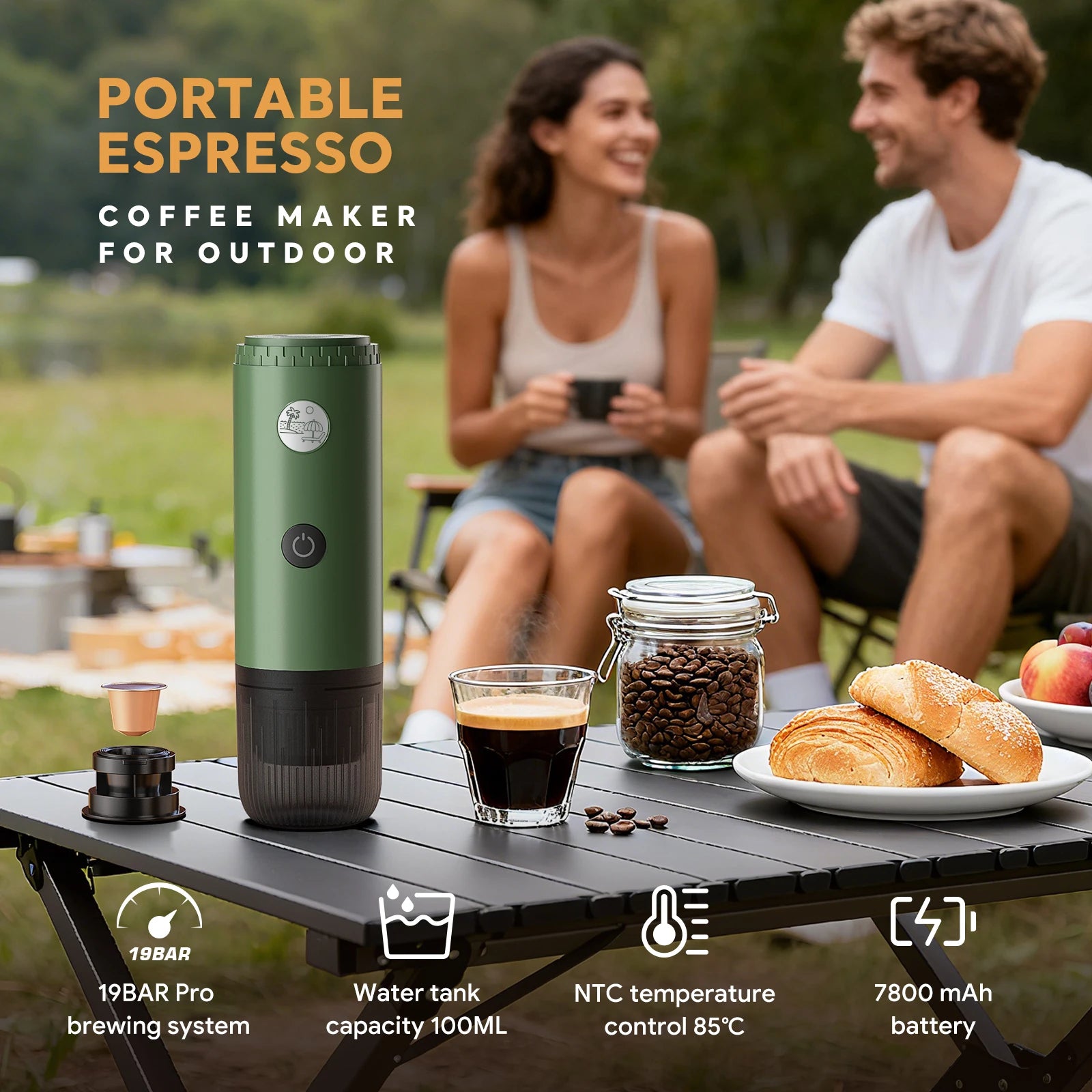 3-in-1 Travel Espresso Maker – Portable USB-C Self-Heating Coffee Machine