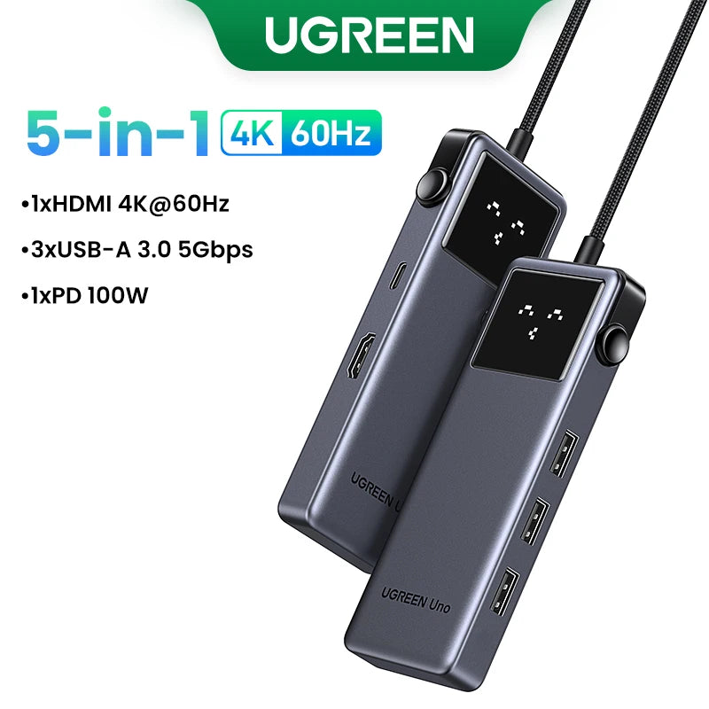 UGREEN Laptop USB-C Hub – 4K HDMI, Gigabit Ethernet, Fast Charging PD