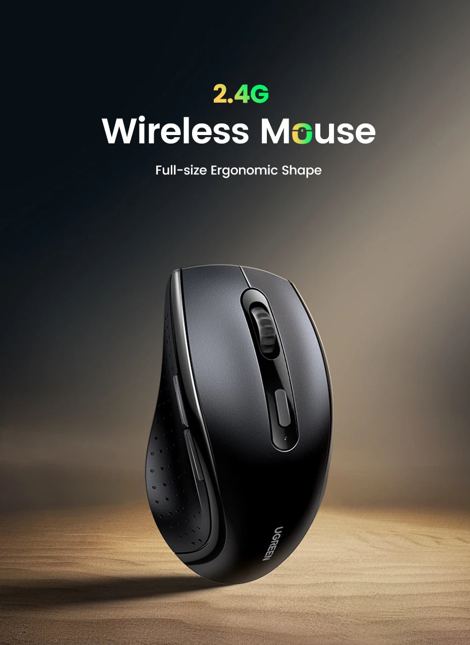 UGREEN Wireless Silent Mouse – 1600 DPI, 2.4GHz USB for PC & MacBook
