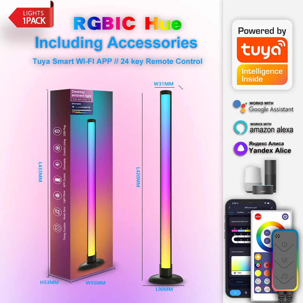 Smart RGB Desk Light – Music Sync, WiFi/Bluetooth, Room Decor