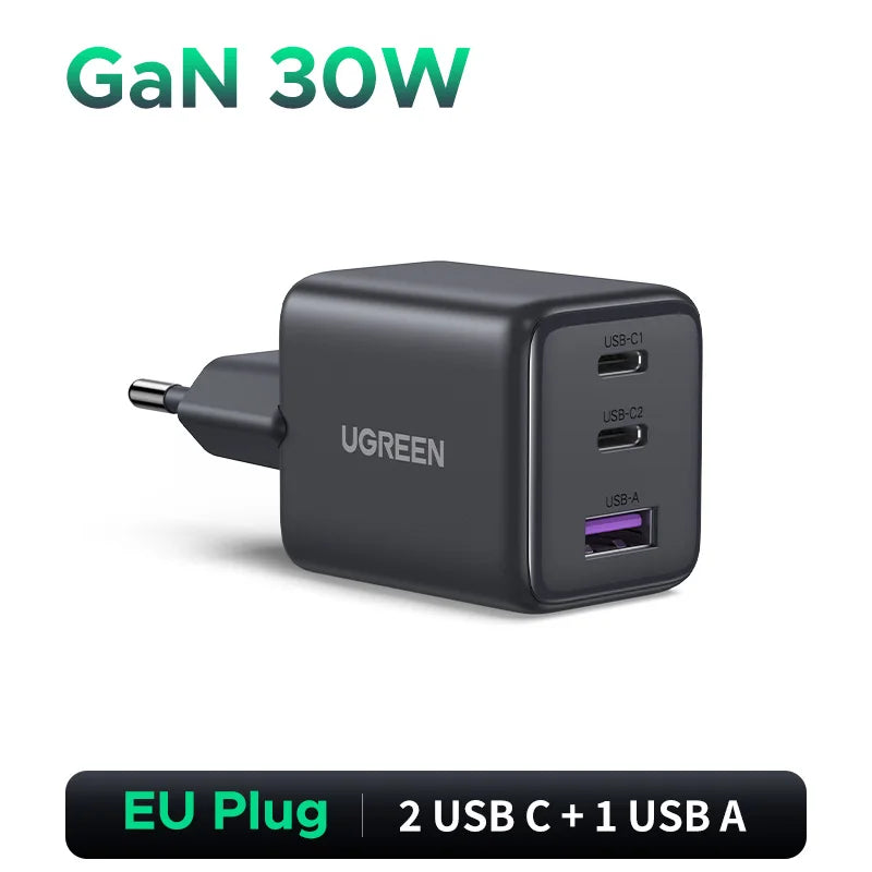 UGREEN 30W GaN USB-C Charger – PD 3.0 & QC4.0 for iPhone & Android
