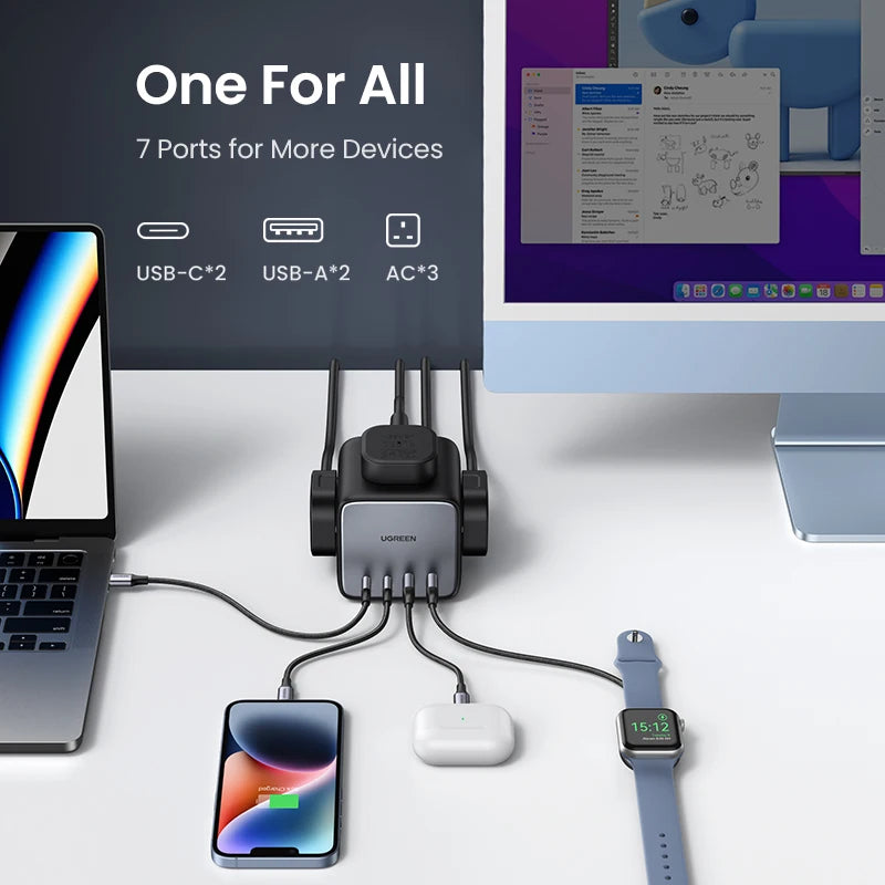 UGREEN USB-C Charging Station – 65W GaN for Laptop & Phone