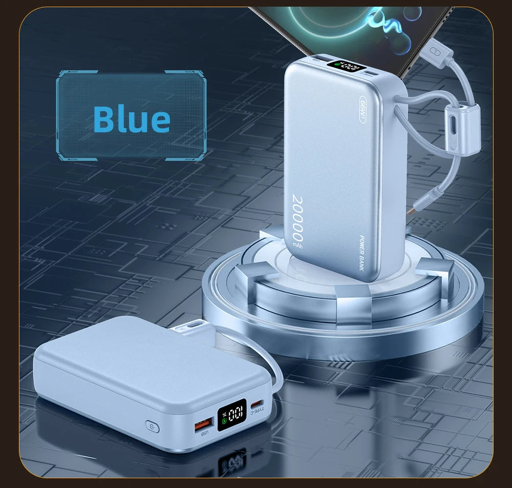 20000mAh 66W Fast Charge Power Bank – for iPhone, Xiaomi & Samsung