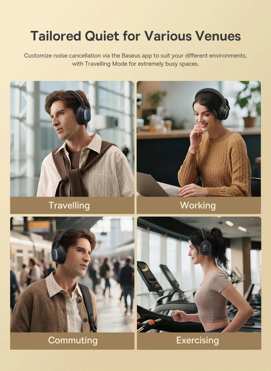 Baseus Bowie MH1 ANC Wireless Headphone 48dB Adaptive Hybrid Noise Cancelling Headsets 80H Playtime Hi-Res Audio LDAC Headphone