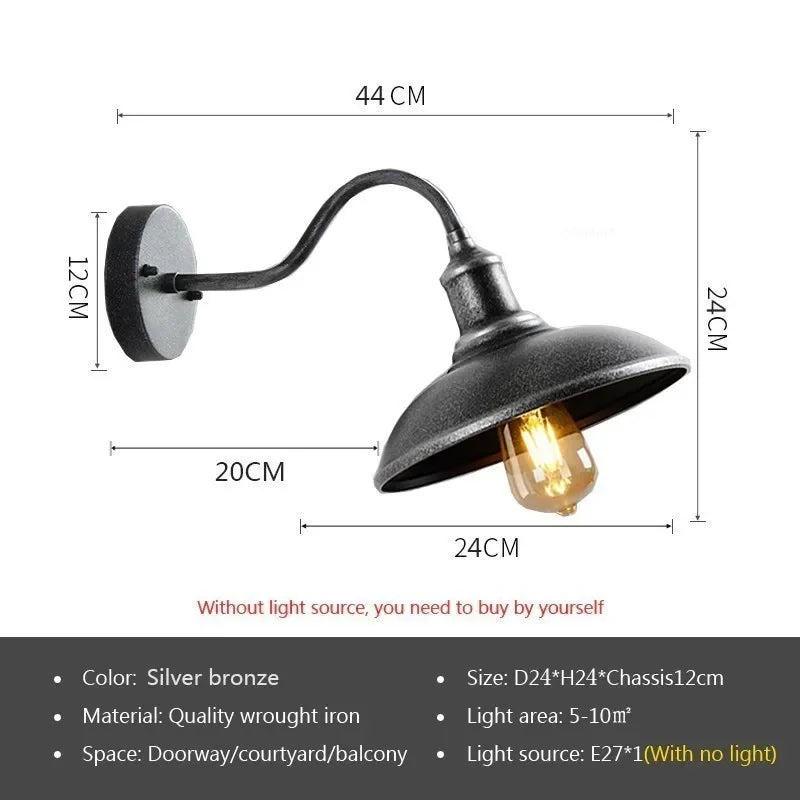 Retro LED Outdoor Wall Lamp – Waterproof, E27 Bulb Compatible