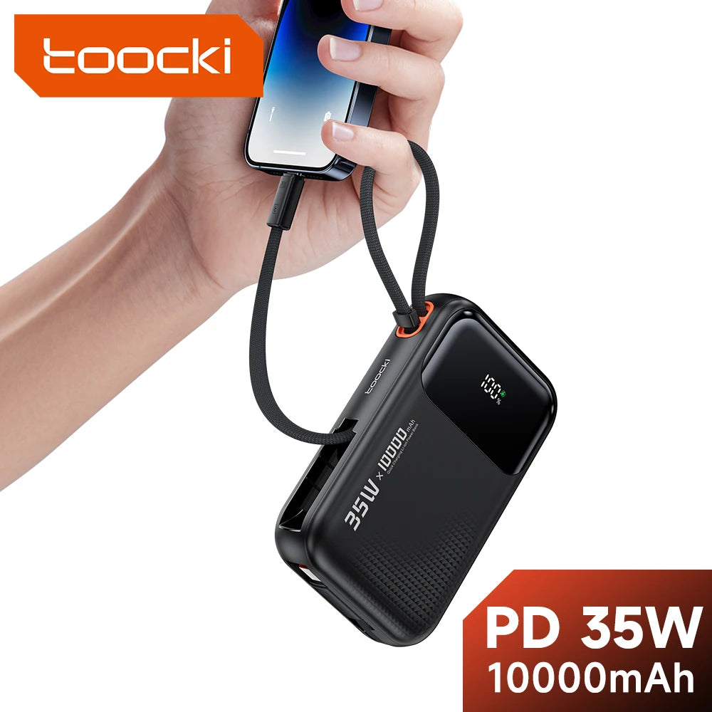 35W Portable Power Bank with Built-in Cable – QC PD 3.0 Fast Charge