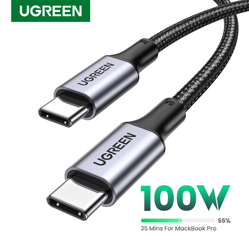 100W USB-C Cable – UGREEN Fast Charging Cord with 5A E-Marker Chip
