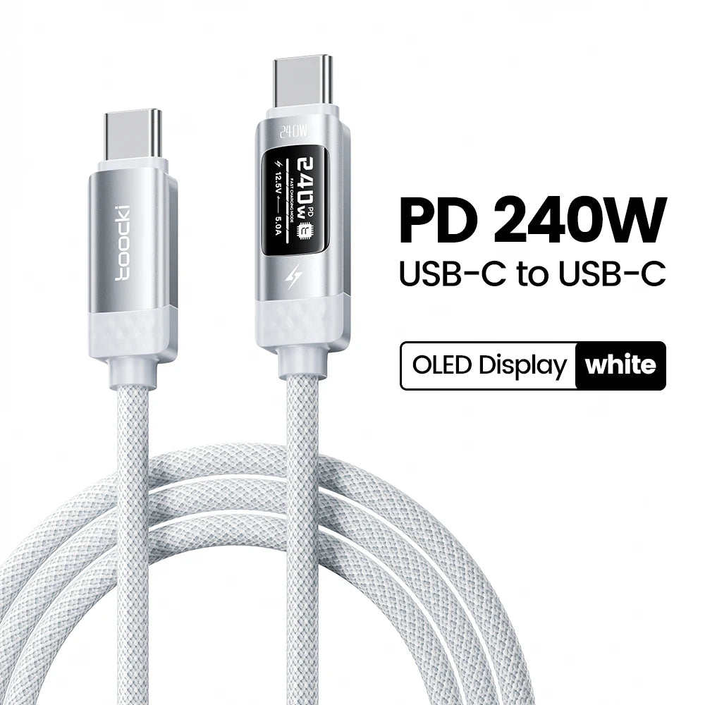 TOOCKI 240W USB-C to USB-C Cable – PD 3.1 Fast Charging Cable with OLED Power Display