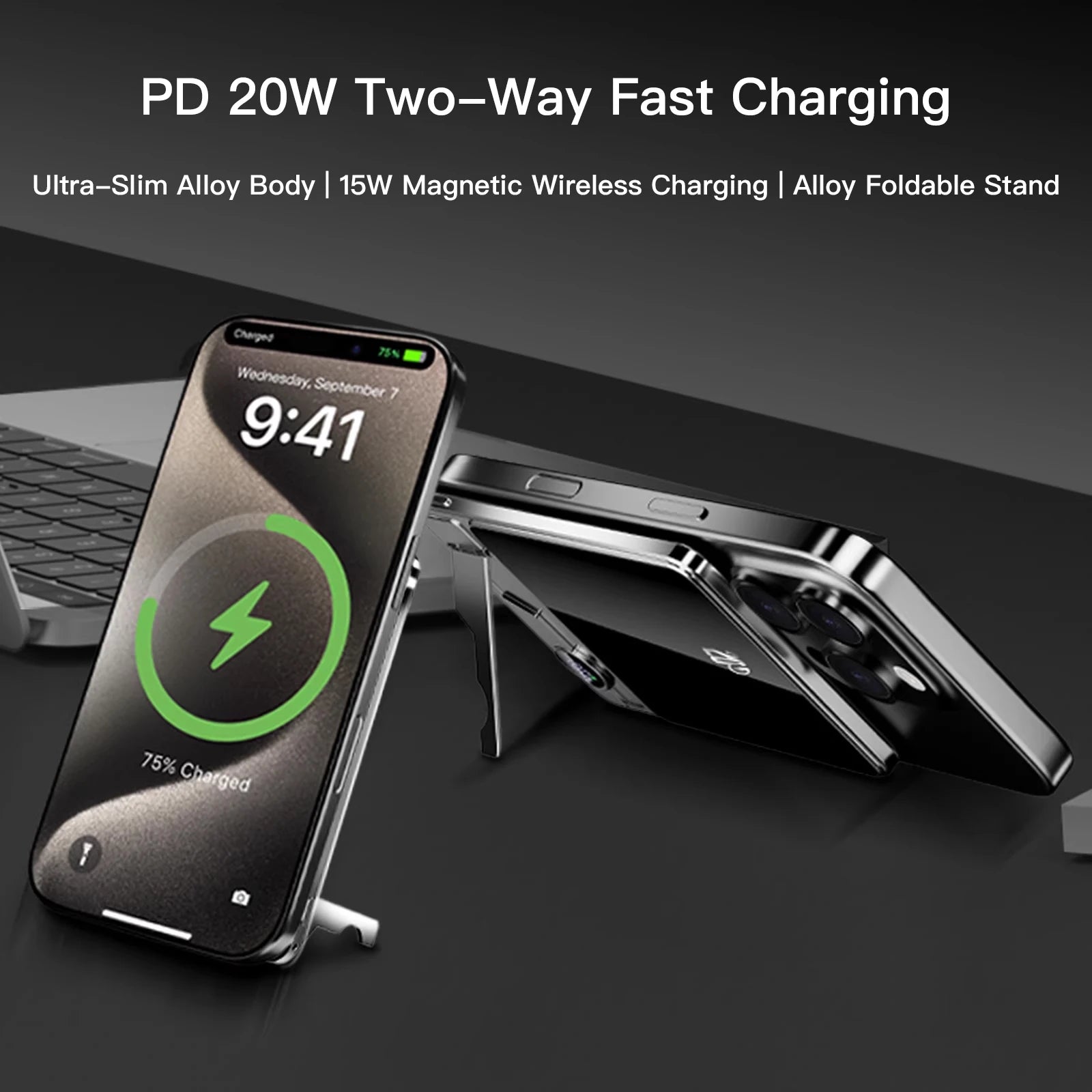 Ultra-Slim Magnetic Power Bank – 10,000mAh Fast Wireless Charge