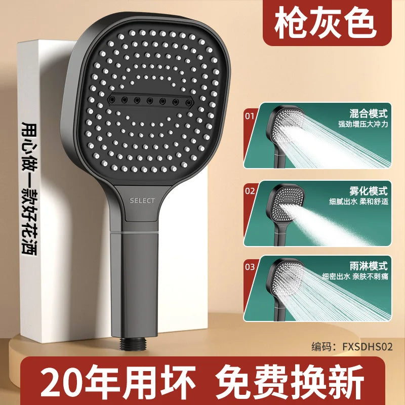 High Pressure Shower Head 13CM – 3 Modes, Massage Water Flow with Filter