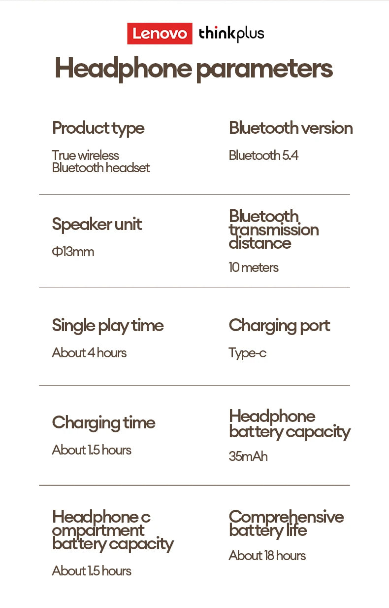 Lenovo LP27 Pro Bluetooth Earphones HIFI Stereo Sound Call Noise Reduction Wireless Headset Long Endurance Earbud Leather Design