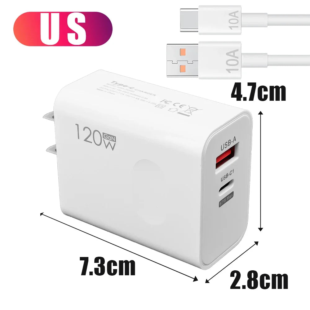 120W USB-C PD Charger Kit – Fast Charging for iPhone & Android