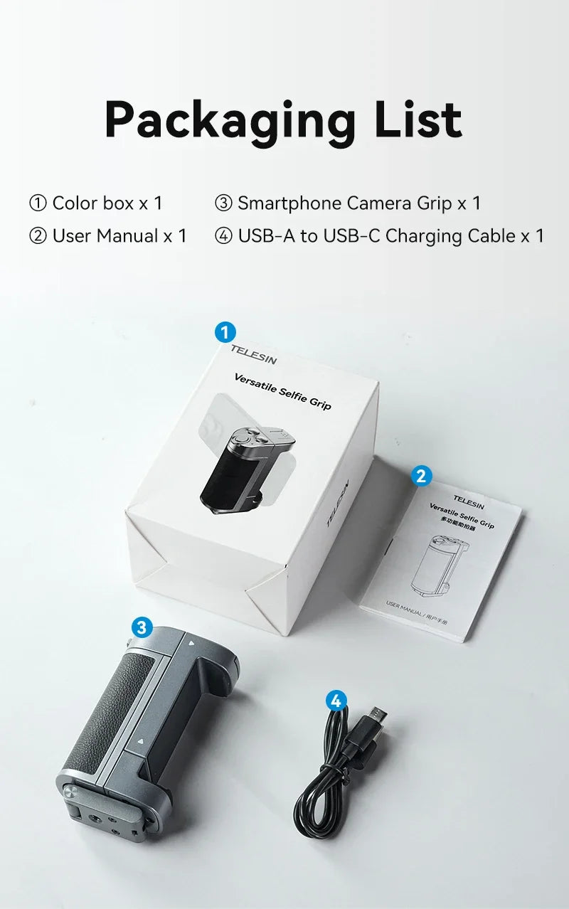 TELESIN Selfie Stick & Phone Holder – Camera Handle with Remote Adapter