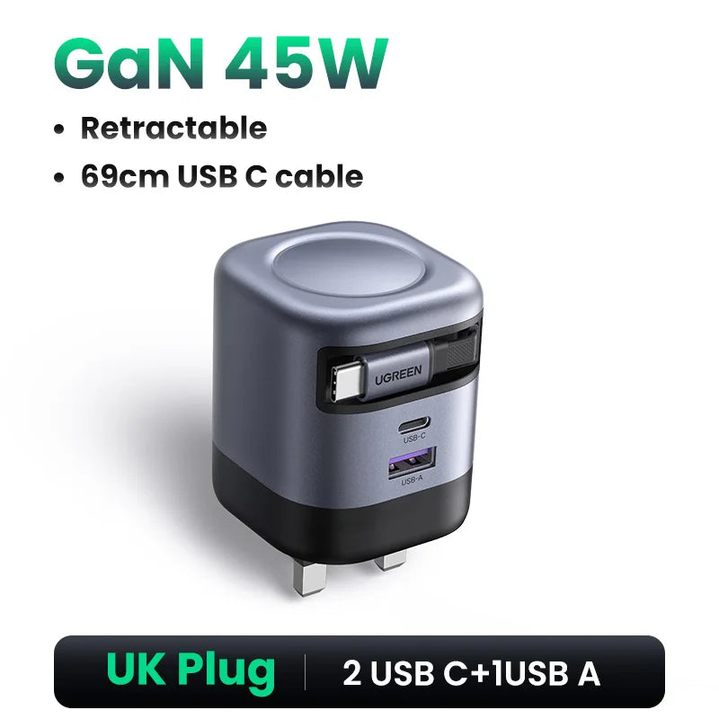 UGREEN PD 3.0 USB-C Retractable Charger – iPhone & MacBook