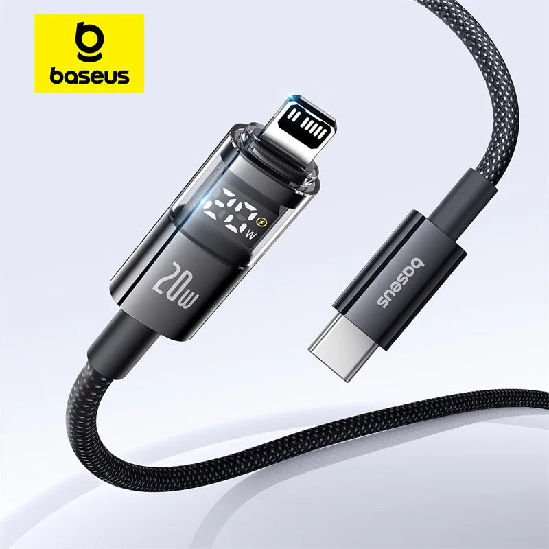 Baseus 20W USB-C Cable for iPhone & iPad – Fast Charge with LED Display