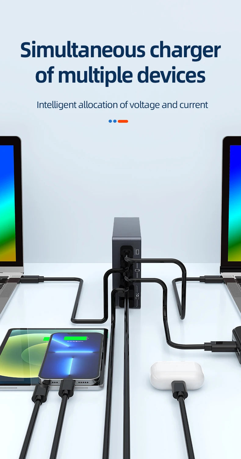 990W GaN Desktop Charging Station – 6-Port Fast Charger with 4 USB-C & 2 USB-A Ports