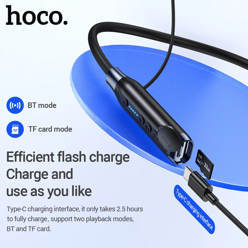 HOCO ES62 Neckband Wireless Earphones – Bluetooth HiFi Stereo Sports Earbuds