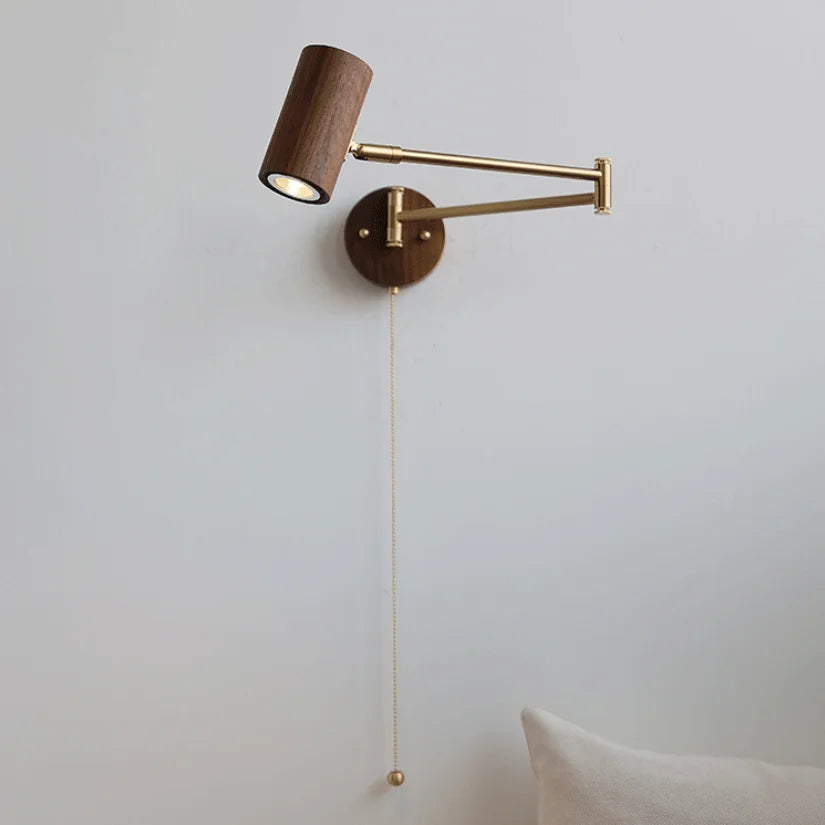 QUASHION Modern Wall Lamp – Rotatable Wood & Iron Sconce