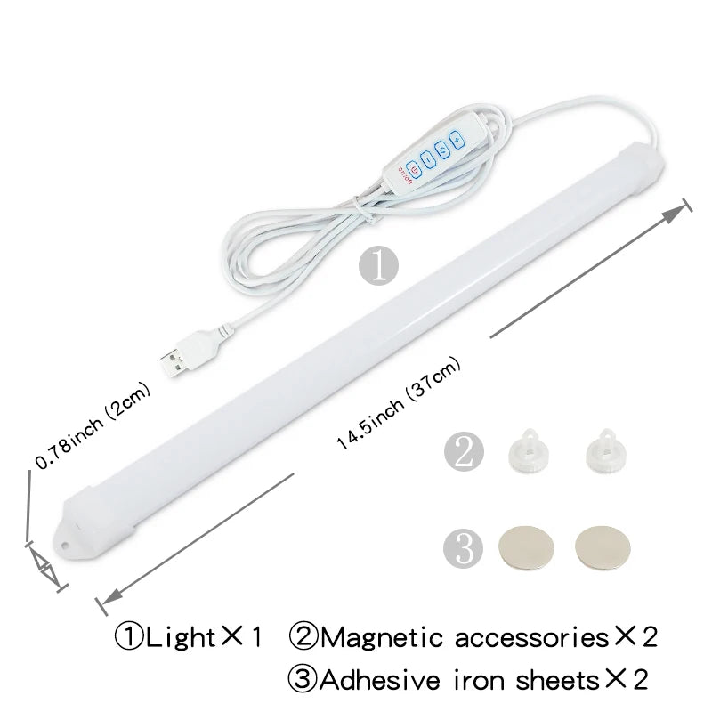 1PC LED Under Cabinet Lighting USB Plug Dimmable 3 Colour Changes LED Night Light Kitchen Bedroom Lighting With Magnetic Strip