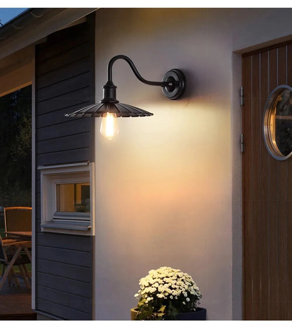 Retro LED Outdoor Wall Lamp – Waterproof, E27 Bulb Compatible