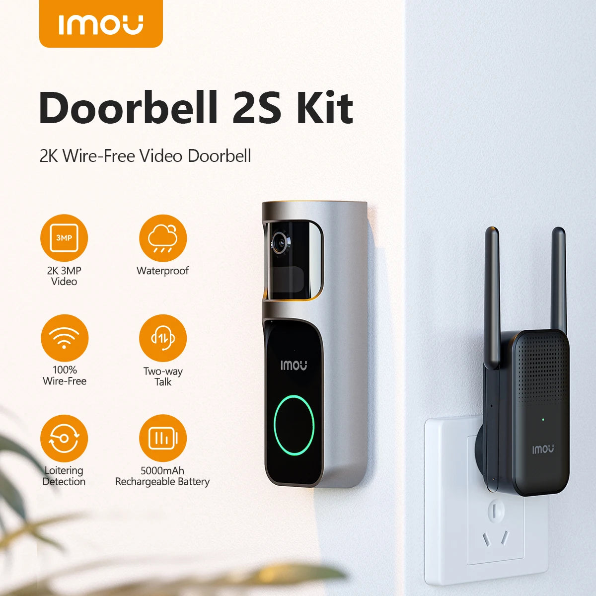 Smart Video Doorbell 2S – Wireless Human Detection & Two-Way Talk