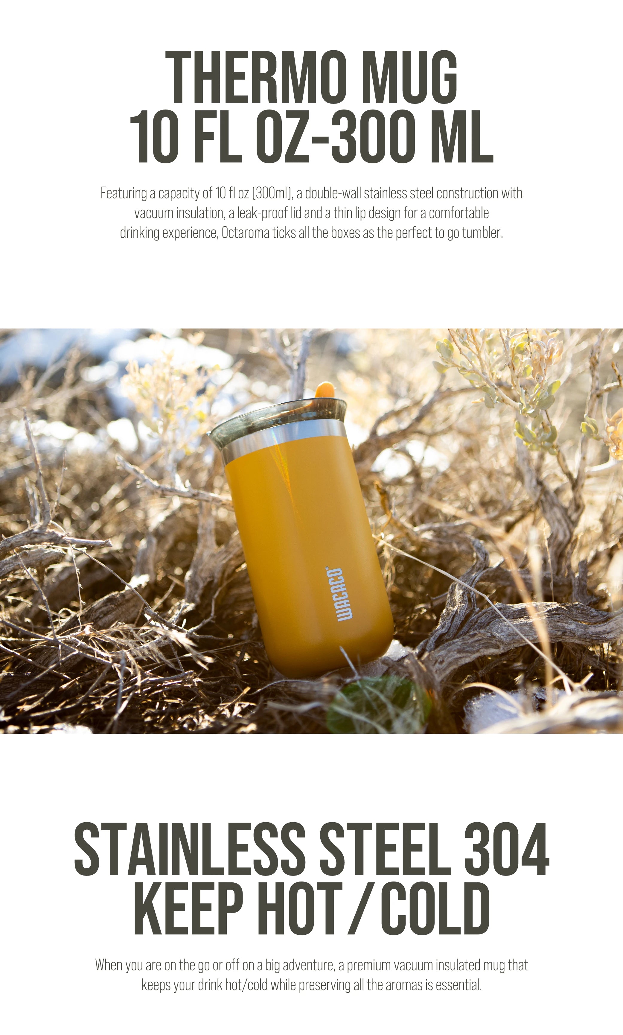 WACACO Octaroma Travel Coffee Mug – Insulated Stainless Steel Tumbler