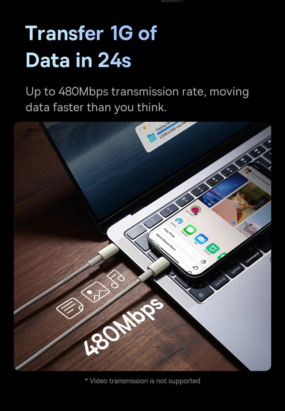 Baseus 100W USB-C Cable – Fast Charging