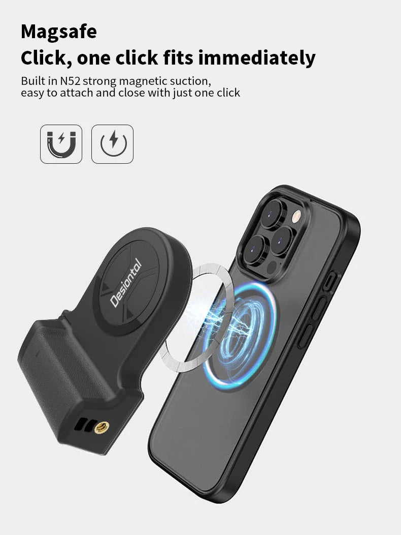 Magnetic SnapGrip Phone Stand – Selfie & Vlogging Tripod with Bluetooth Remote