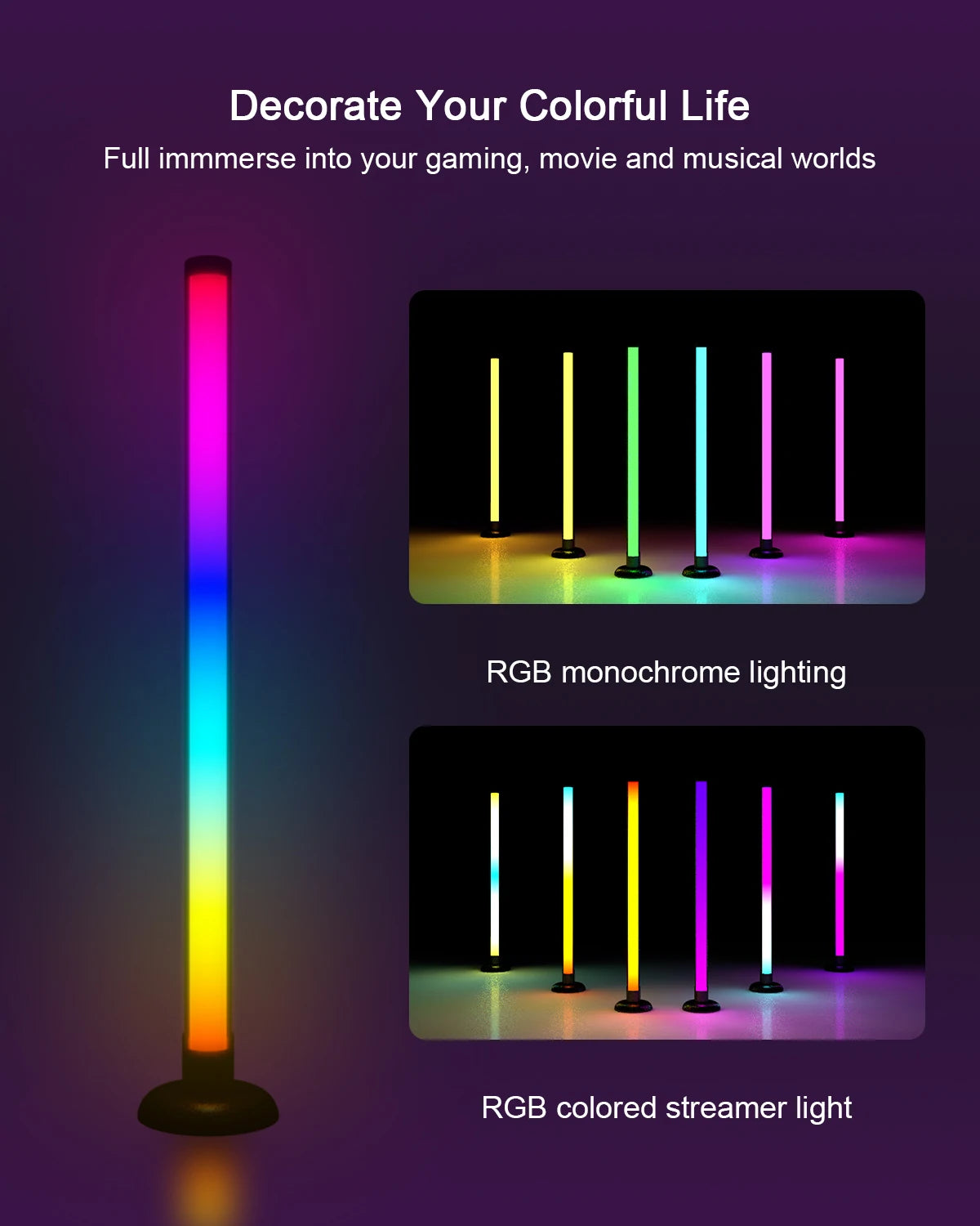 Smart RGB Desk Light – Music Sync, WiFi/Bluetooth, Room Decor