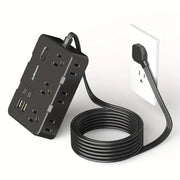 Power Strip Adapter – 6 AC Outlets & 4 USB Ports(2 USB - C) with 5ft Flat Cord
