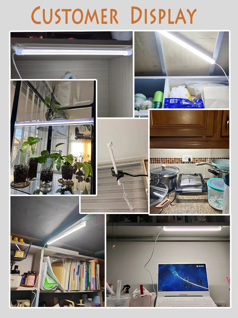 1PC LED Under Cabinet Lighting USB Plug Dimmable 3 Colour Changes LED Night Light Kitchen Bedroom Lighting With Magnetic Strip