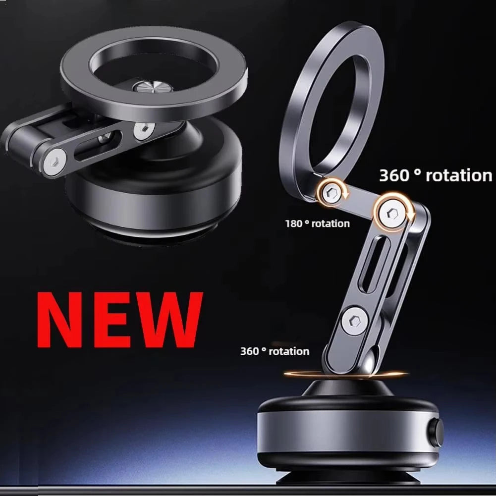 Magnetic Car Phone Mount – Aluminum Alloy, Rotating & Foldable