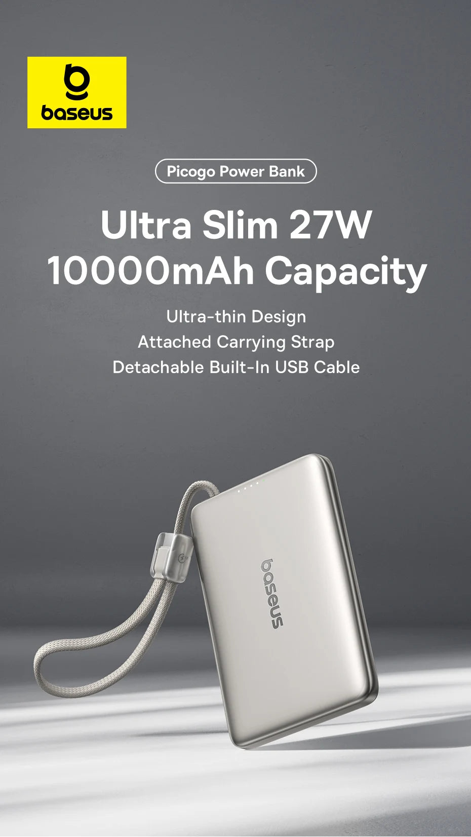 Baseus 10,000mAh Magnetic Power Bank – Wireless 15W & PD 27W Fast Charge