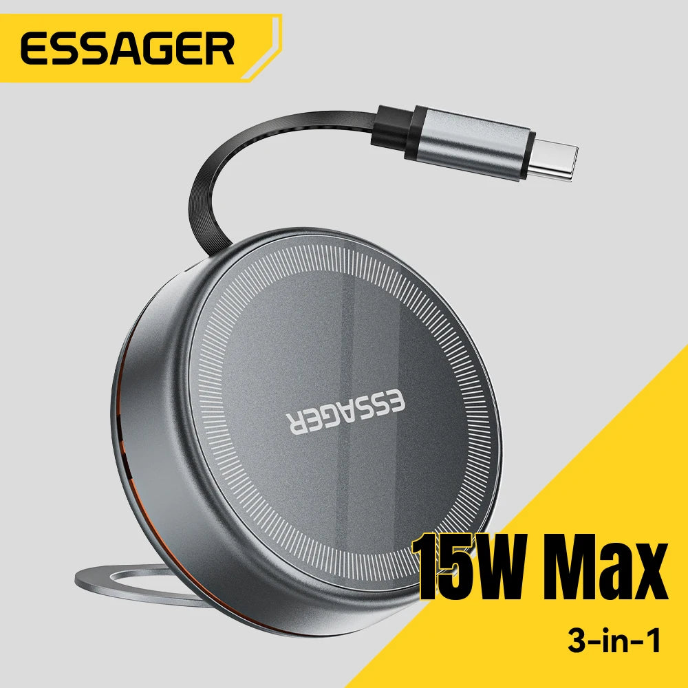 Essager Wireless Charger – 15W, iPhone, AirPods & Watch