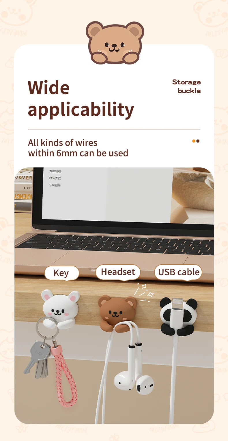 Desktop Cable Manager – Cartoon Wire Holder for Cables & Earphones