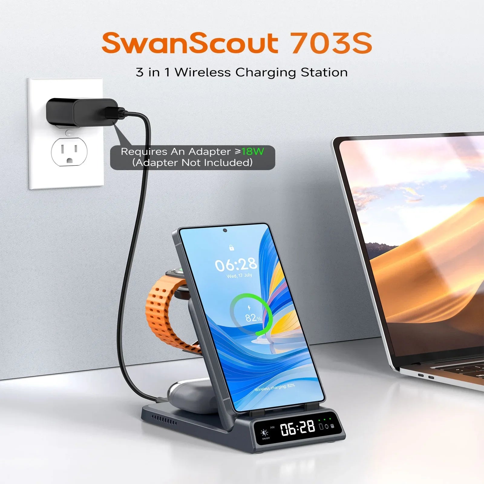 SwanScout 703S Wireless Charger – Samsung Phones & Watch