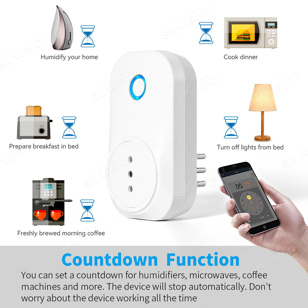Tuya Smart WiFi Plug 16A with Power Monitoring – Alexa & Google