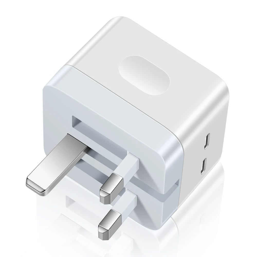 40W Dual USB-C Charger – Foldable Wall Adapter for iPhone & iPad