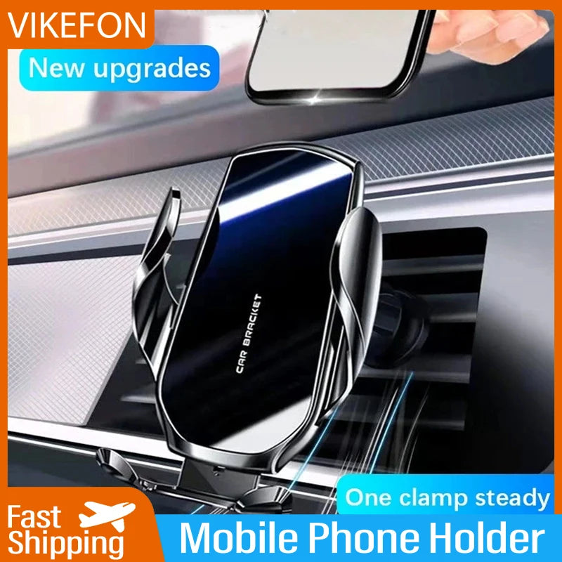 VIKEFON New Mirror Car Mobile Phone Holder Car Navigation Gravity Induction Support Clip-type Air Outlet Vehicle Bracket Mount