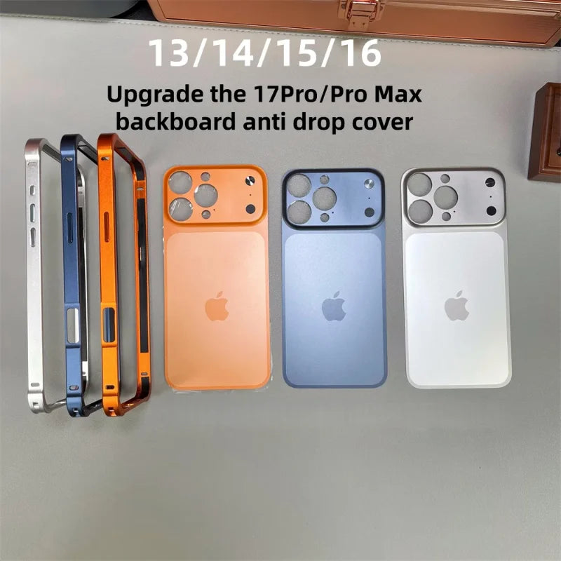 Color Alloy Frame Case – Anti-Drop Back Cover for iPhone 13–17 Pro/Pro Max