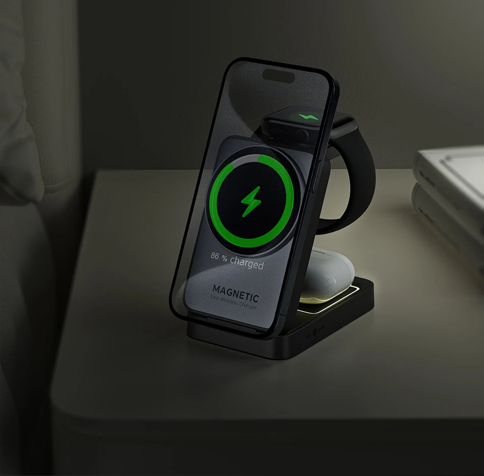 ROCOREN 3-in-1 Foldable Magnetic Wireless Charger