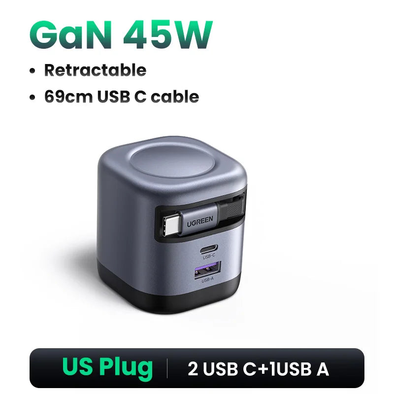 UGREEN PD 3.0 USB-C Retractable Charger – iPhone & MacBook