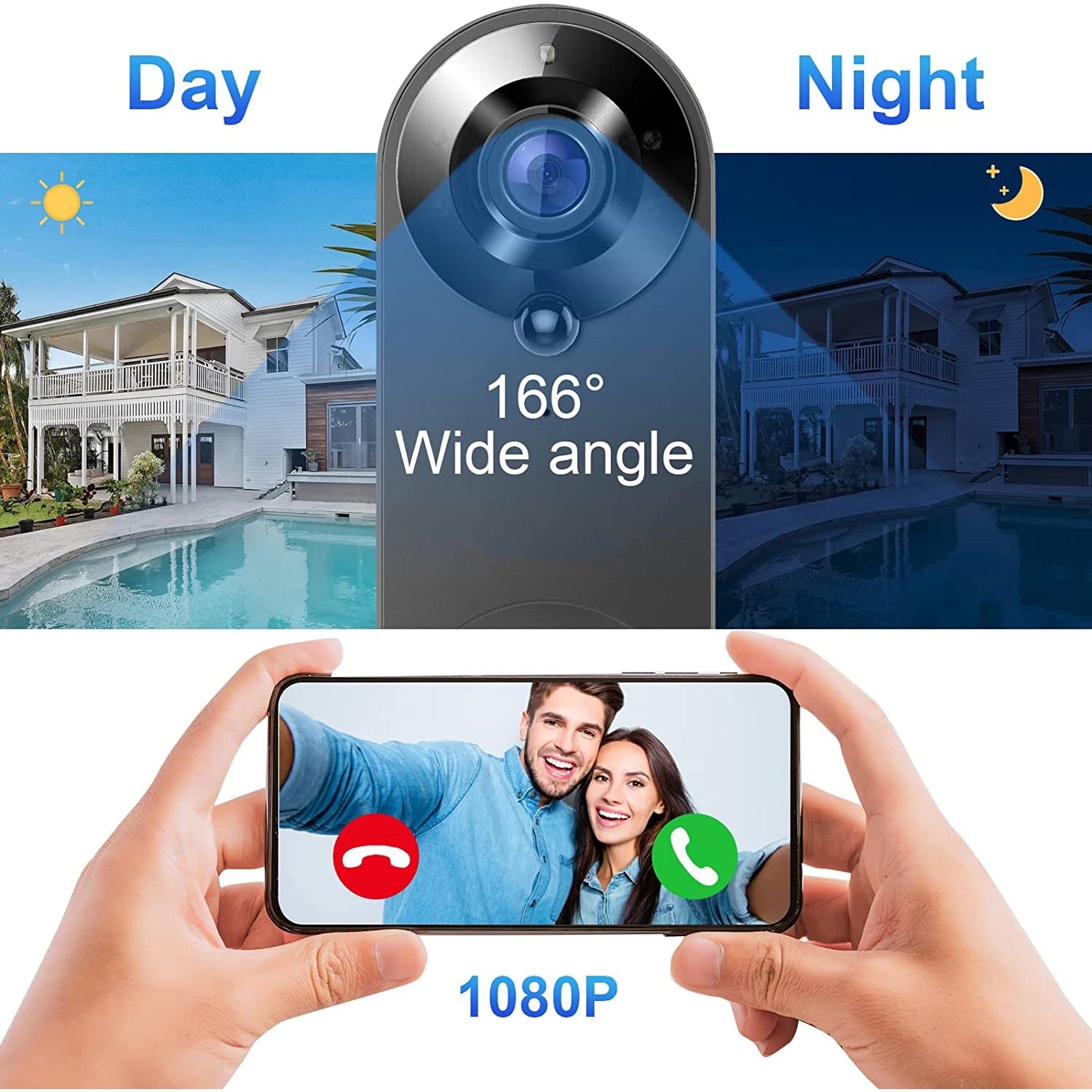 Smart 1080p Wi-Fi Video Doorbell – Motion Detect & Night Vision
