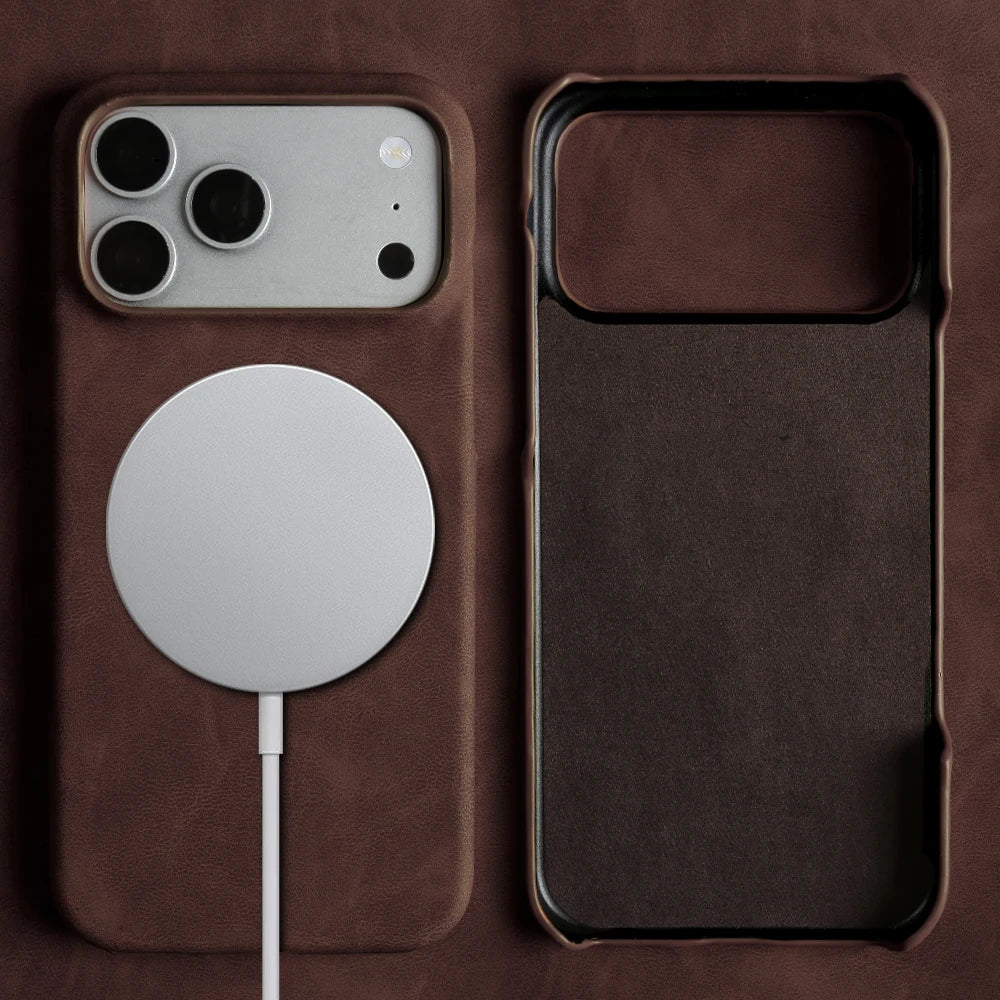 Thin Business Magnetic MagSafe Leather Case for iPhone 14–17 Series